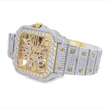 Moissanite iced out skeleton watch mod